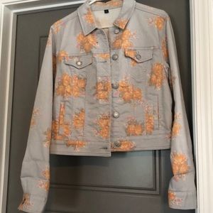 Denim floral jacket